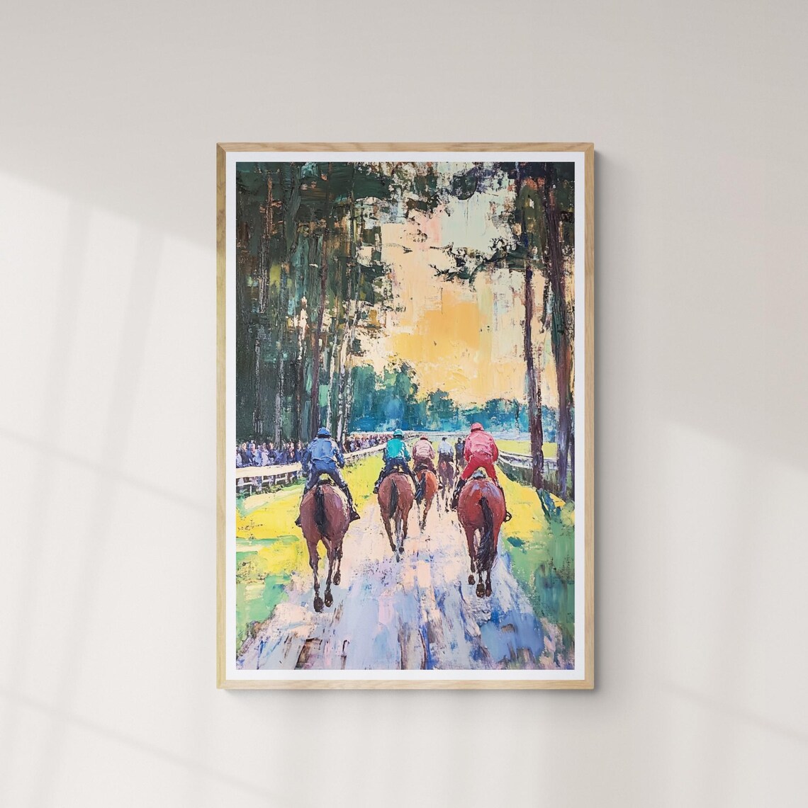 Horse Racing Jockeys Sunset Track Impressionist Equestrian Sport Poster - Image 4