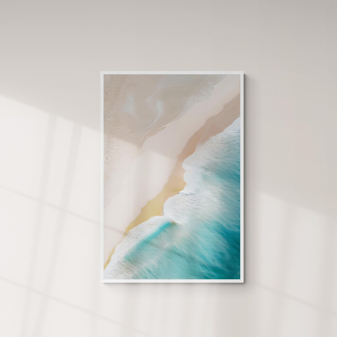 Aerial Beach Shoreline Turquoise Waves Minimal Ocean Photography Art Poster - Image 4