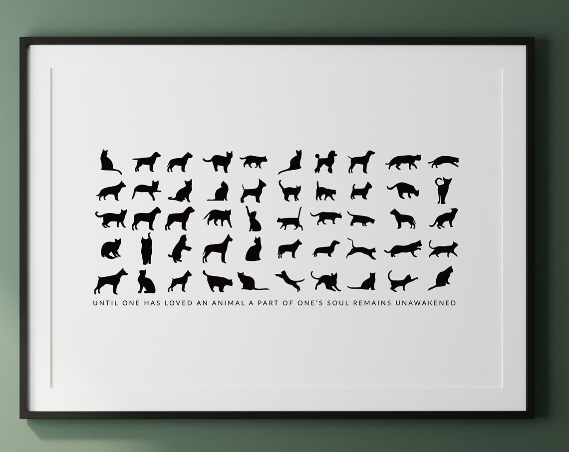 Pets Animal Lover Wall Art, Cat and Dog Print