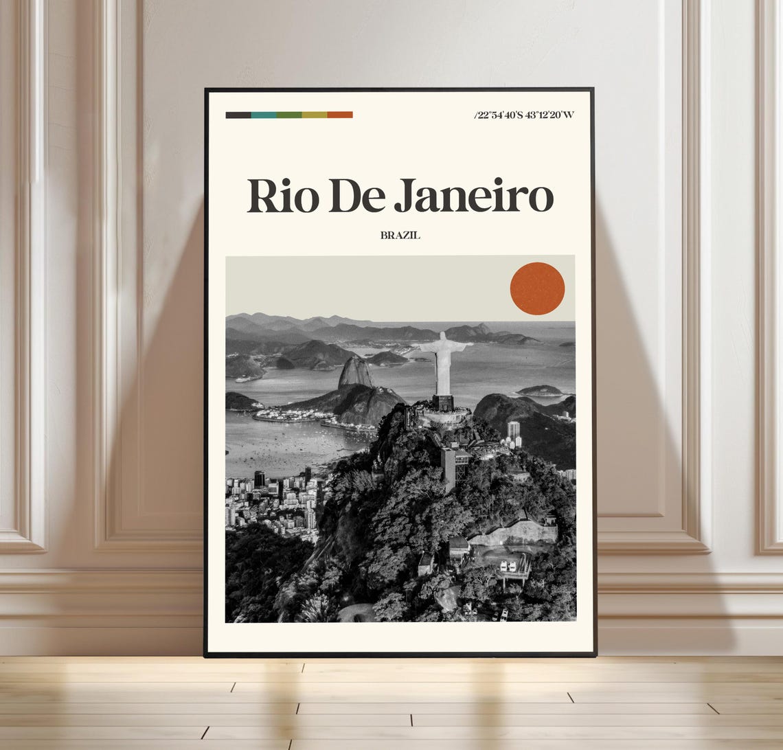 Rio De Janeiro Brazil Minimalist Christ the Redeemer Travel Poster