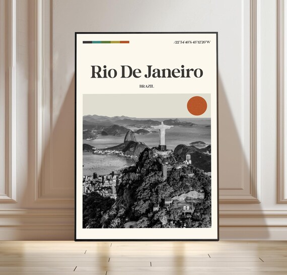Rio De Janeiro Brazil Minimalist Christ the Redeemer Travel Poster