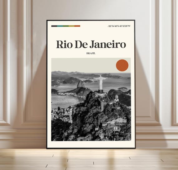 Rio De Janeiro Poster Brazil Travel Print Landscape City Gift Mountain
