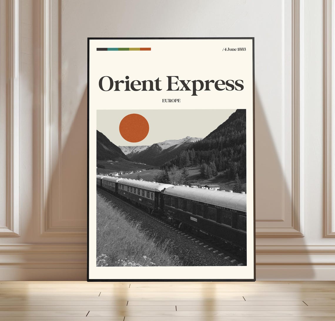 Orient Express Luxury Train Mountain Journey Europe Vintage Poster