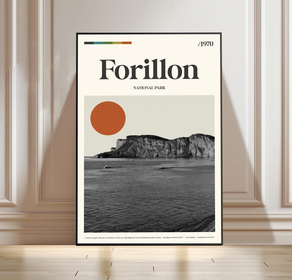 Forillon National Park Quebec Canada Coastal Poster 1970 Design