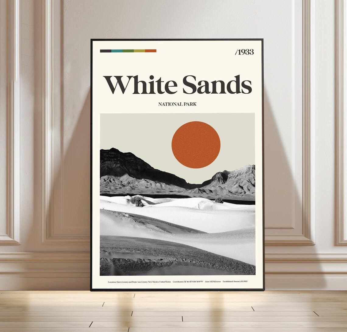 White Sands National Park 1933 Retro Minimalist Travel Poster
