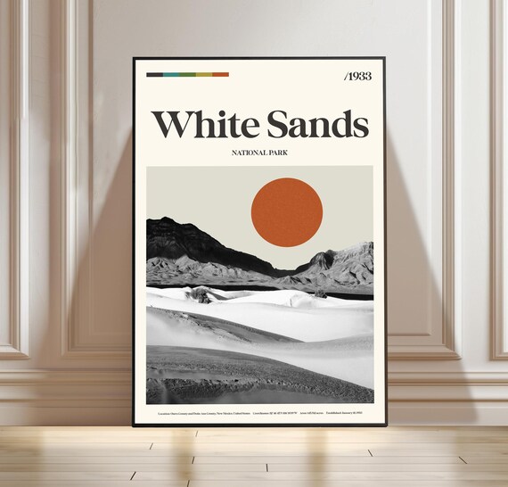 White Sands National Park 1933 Retro Minimalist Travel Poster