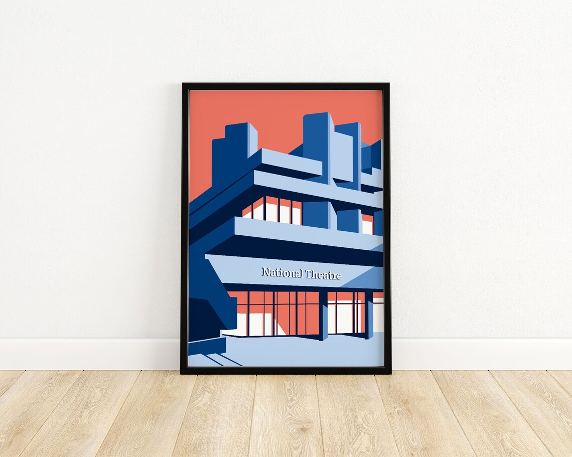 National Theatre London Brutalist Concrete Sunset Sky Poster - Image 3