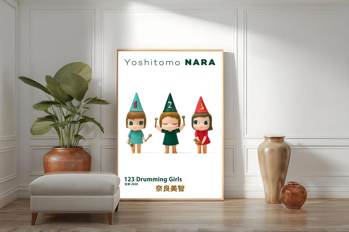 Yoshitomo Nara 123 Drumming Girls 2020 Japanese Pop Art Poster