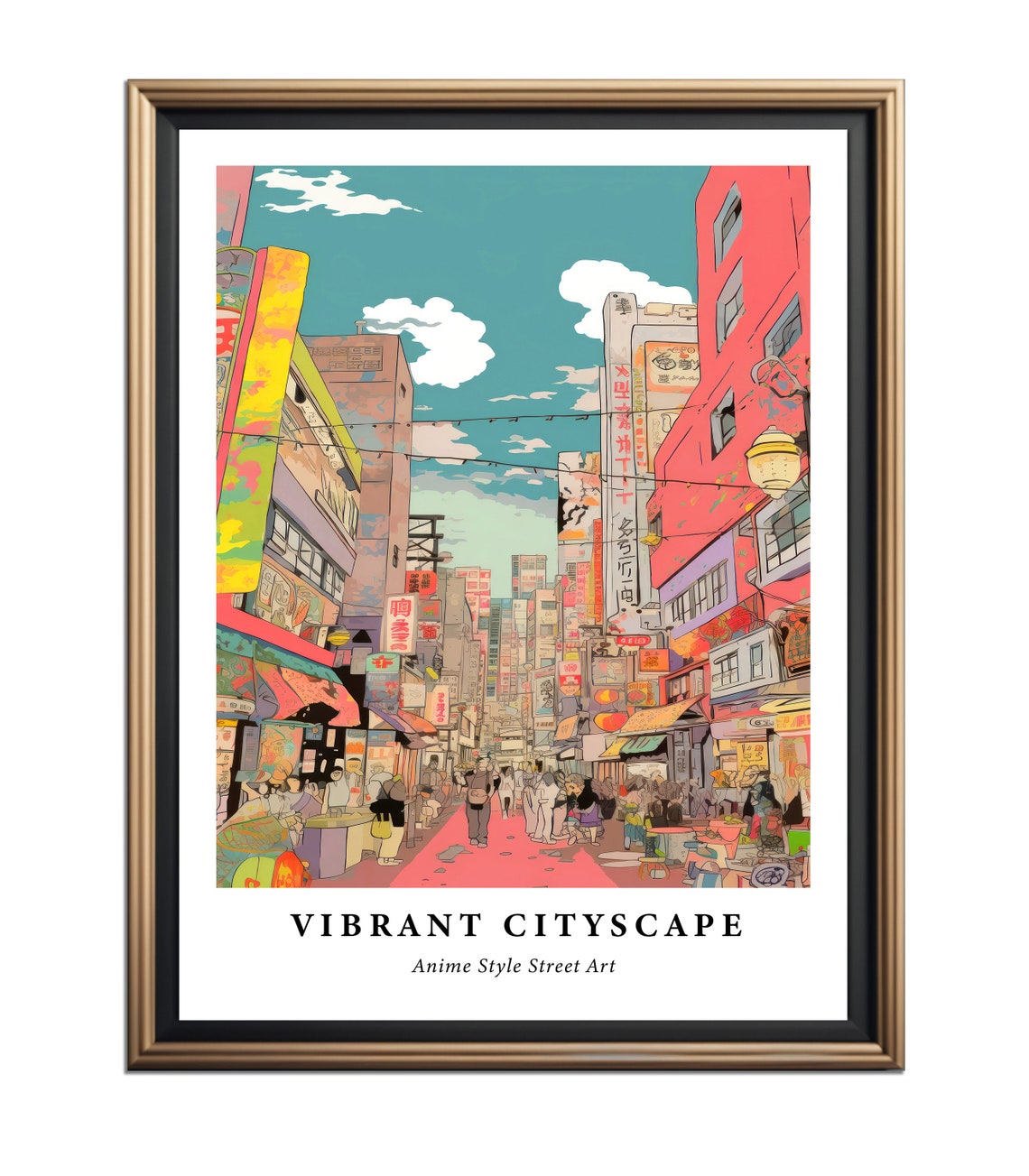 Japan Cityscape Anime Style Street Art Anime Cityscape Urban Street Art Colorful Buildings Vibrant City Anime Illustration - Image 3