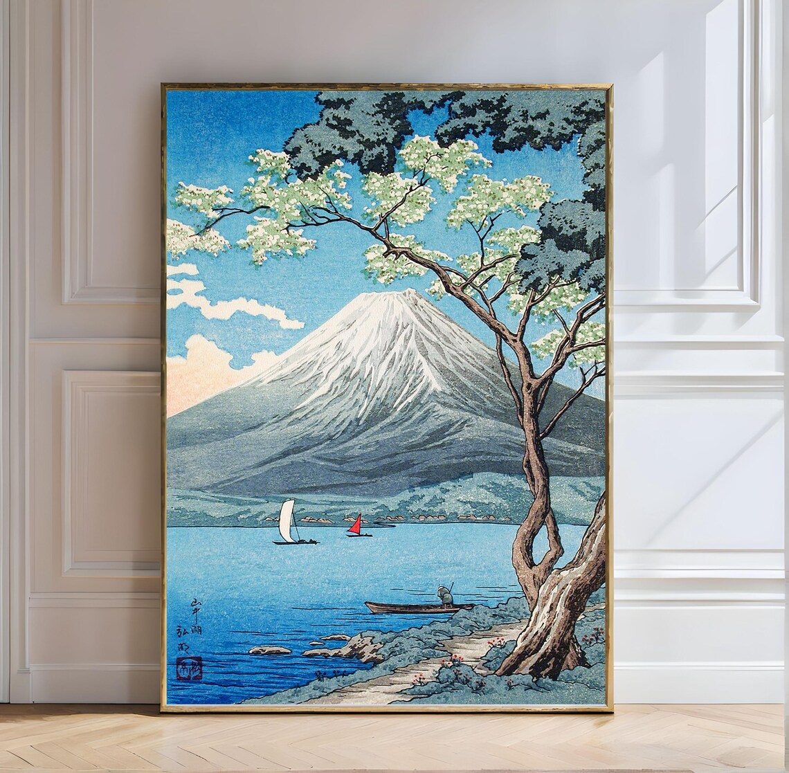 Hiroaki Takahashi Mount Fuji Lake Yamanaka Japanese Woodblock Poster
