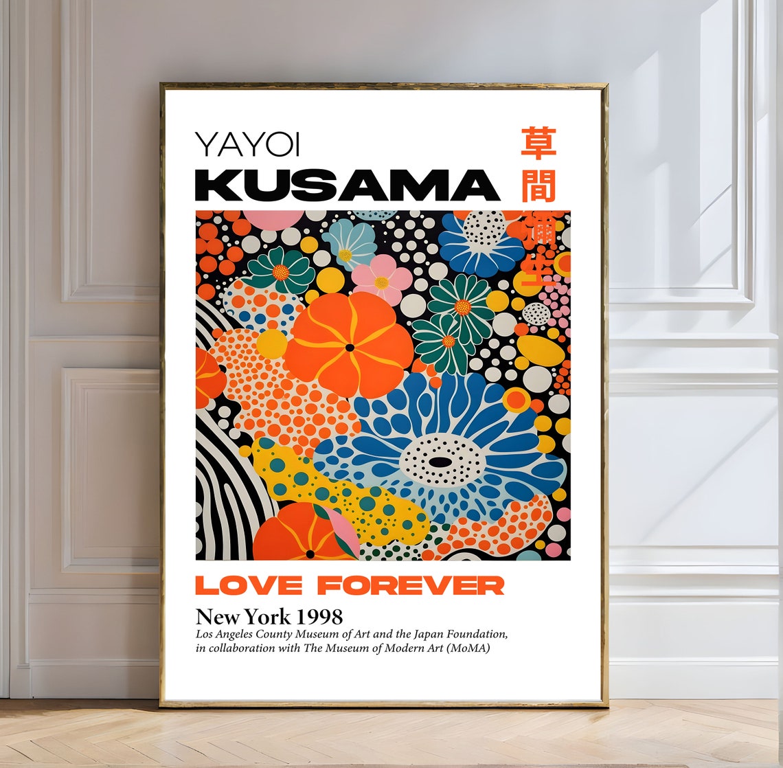 Yayoi Kusama Love Forever New York 1998 Psychedelic Floral Poster