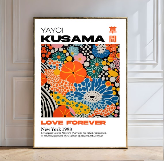 Yayoi Kusama Print Vibrant Floral Dreamscape With Polka Dot Patterns Kusama Floral Polka Dots Vibrant Contemporary Art Colorful Bold