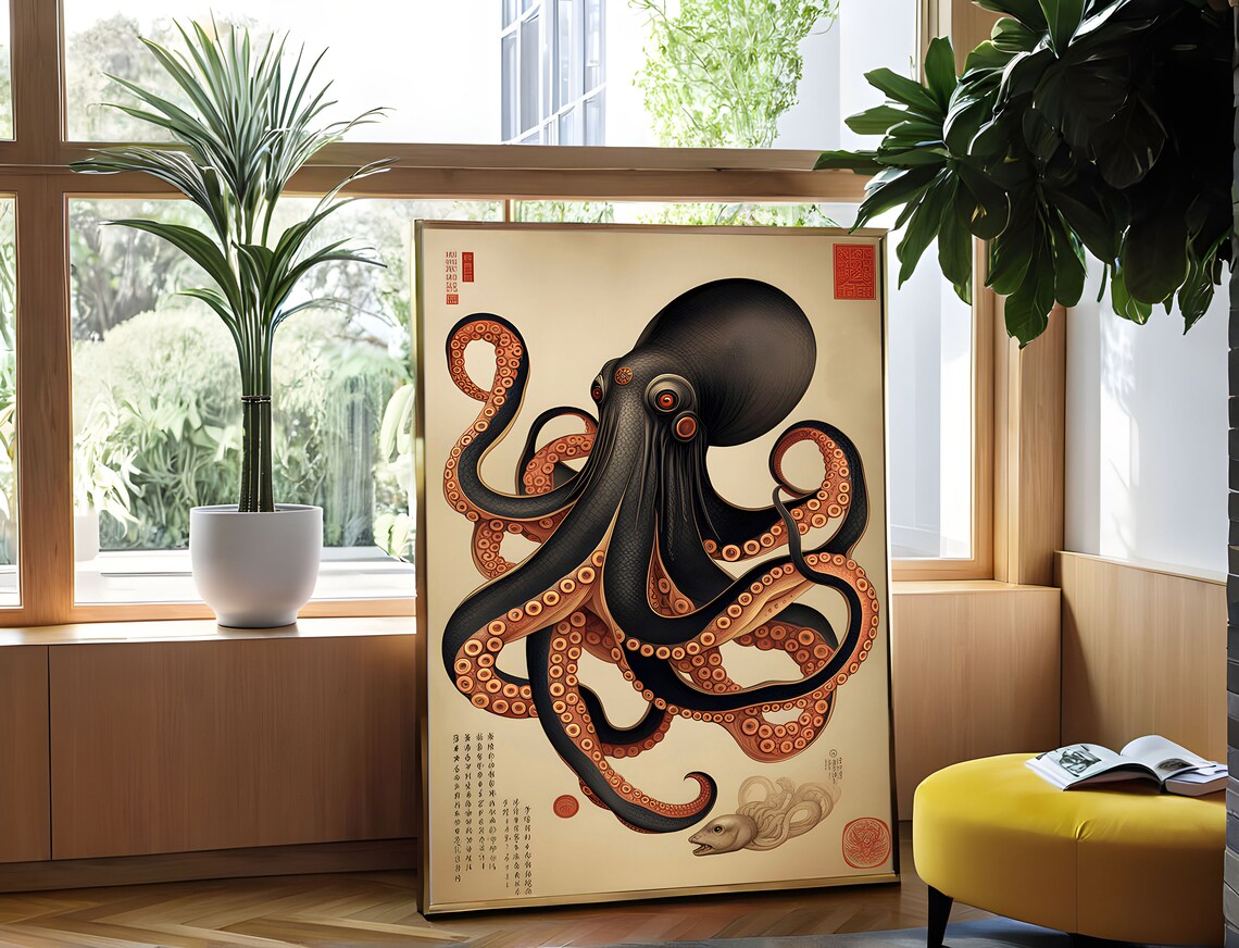 Tentacles of Edo Majestic Octopus Japanese Ukiyo E Art Poster - Image 2