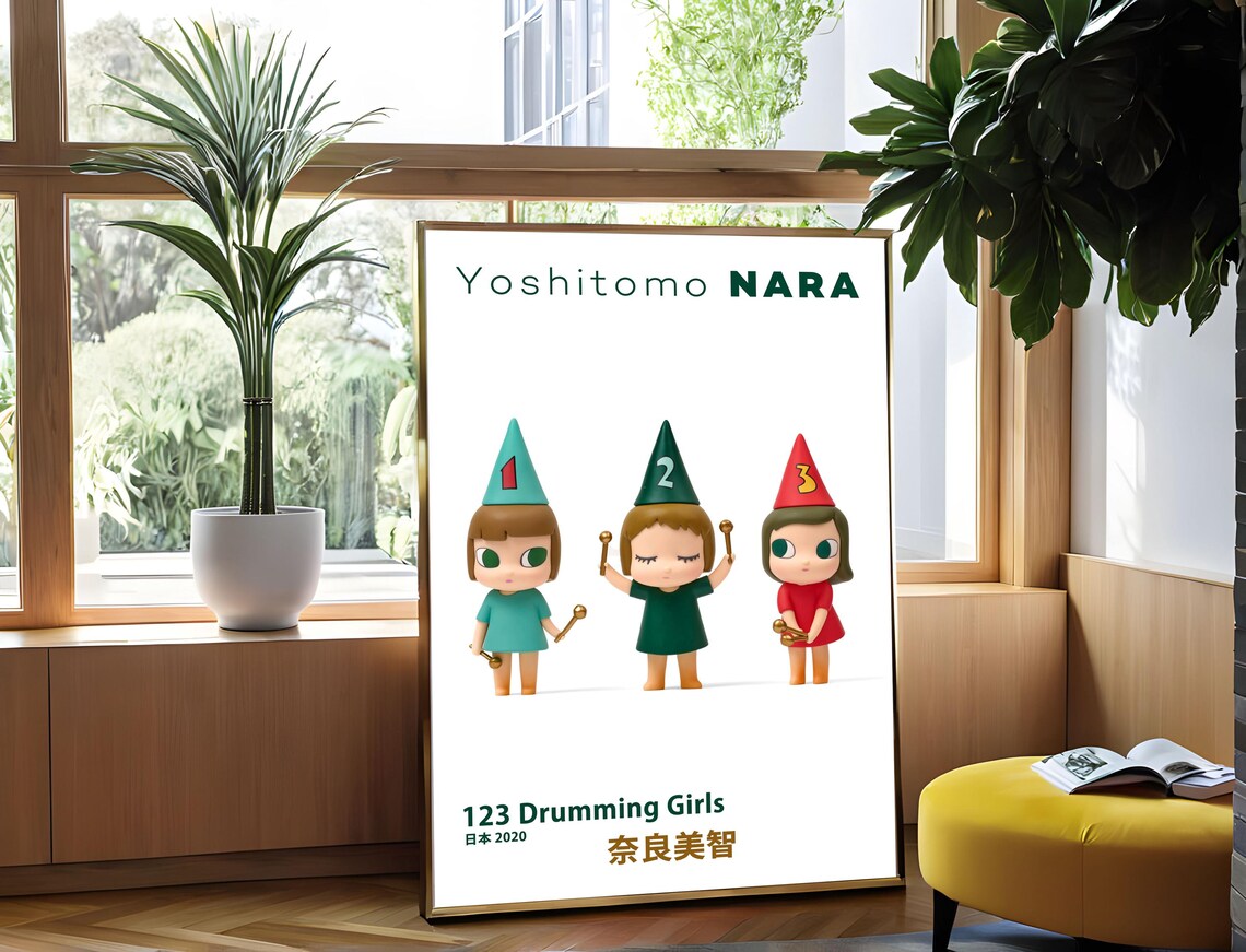 Yoshitomo Nara 123 Drumming Girls 2020 Japanese Pop Art Poster - Image 2