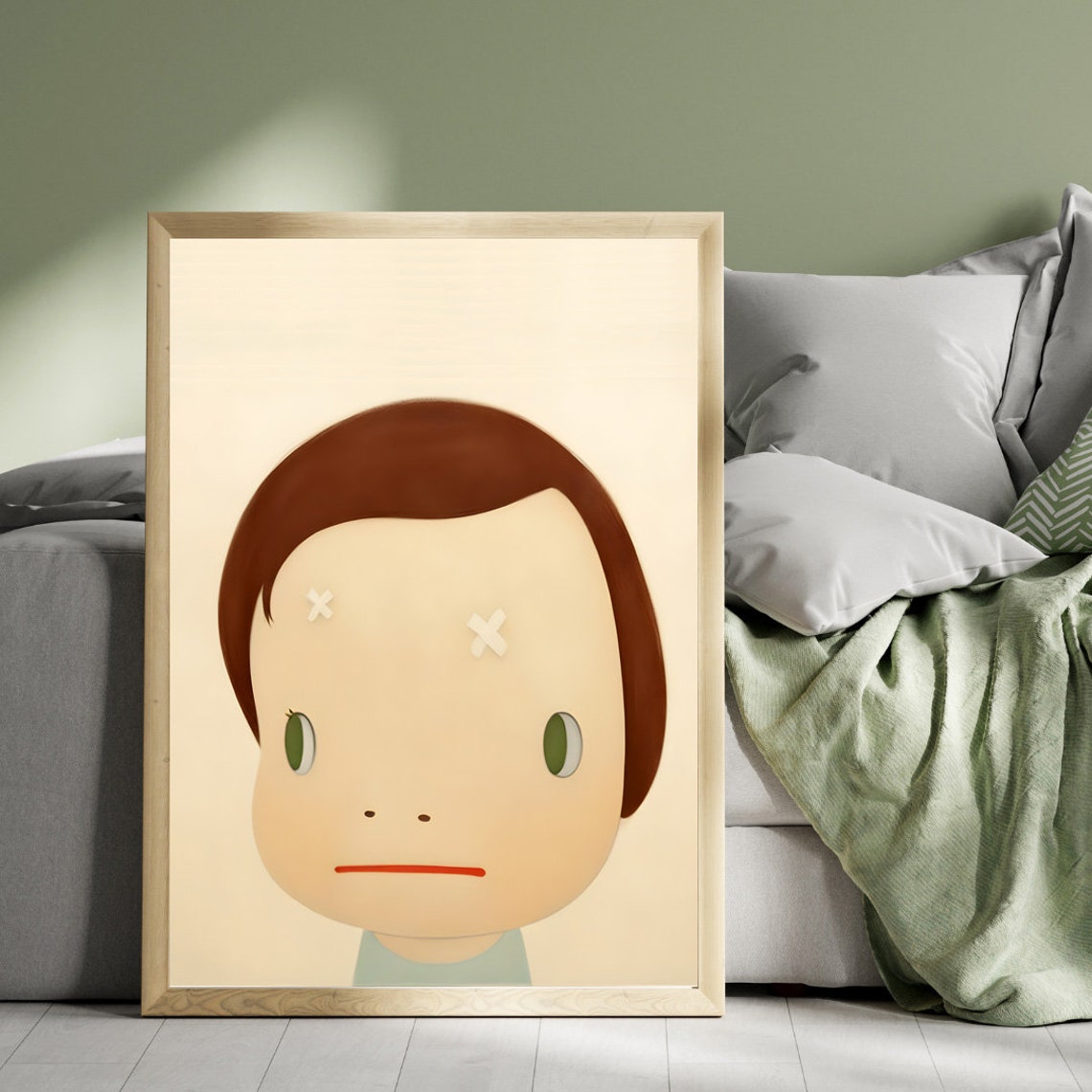 Yoshitomo Nara Itchy Scratchy Big Head X Marks Minimalist Art Poster - Image 4
