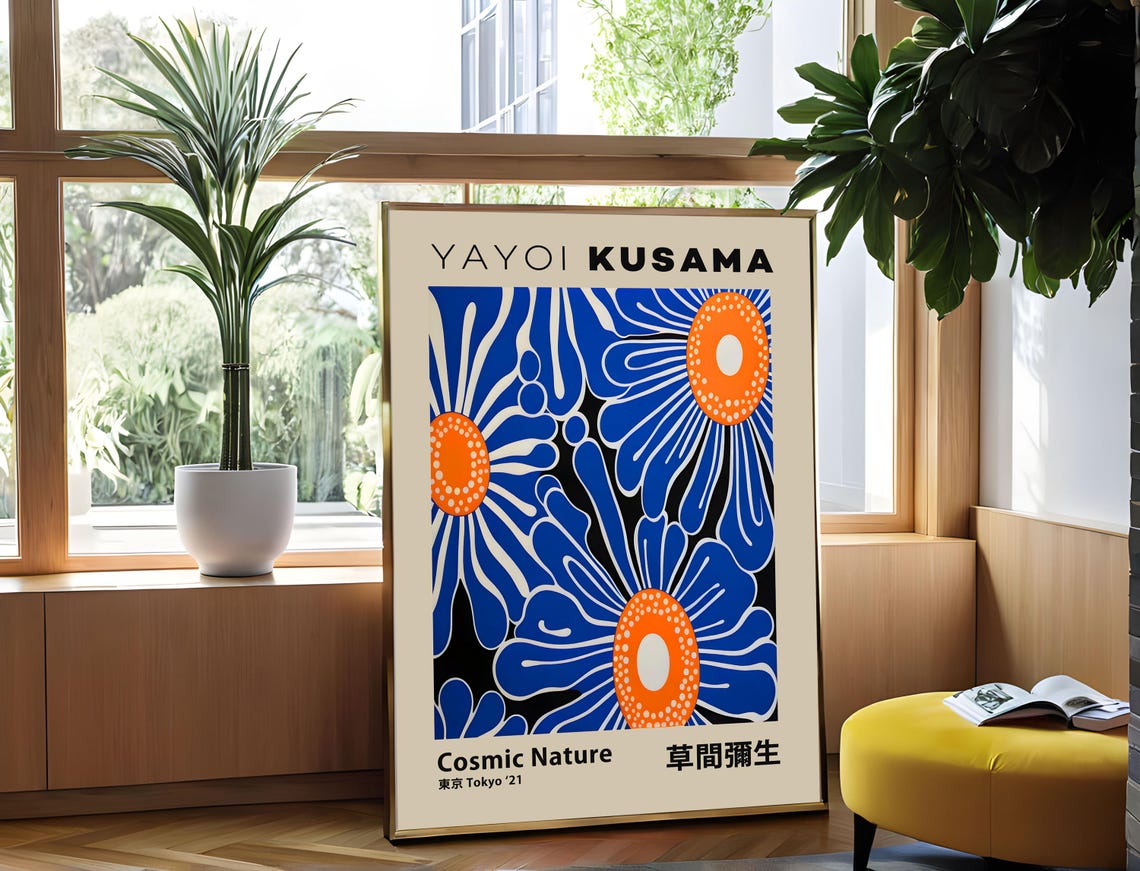 Yayoi Kusama Cosmic Nature Bold Blue Floral Abstract 21 Poster - Image 4