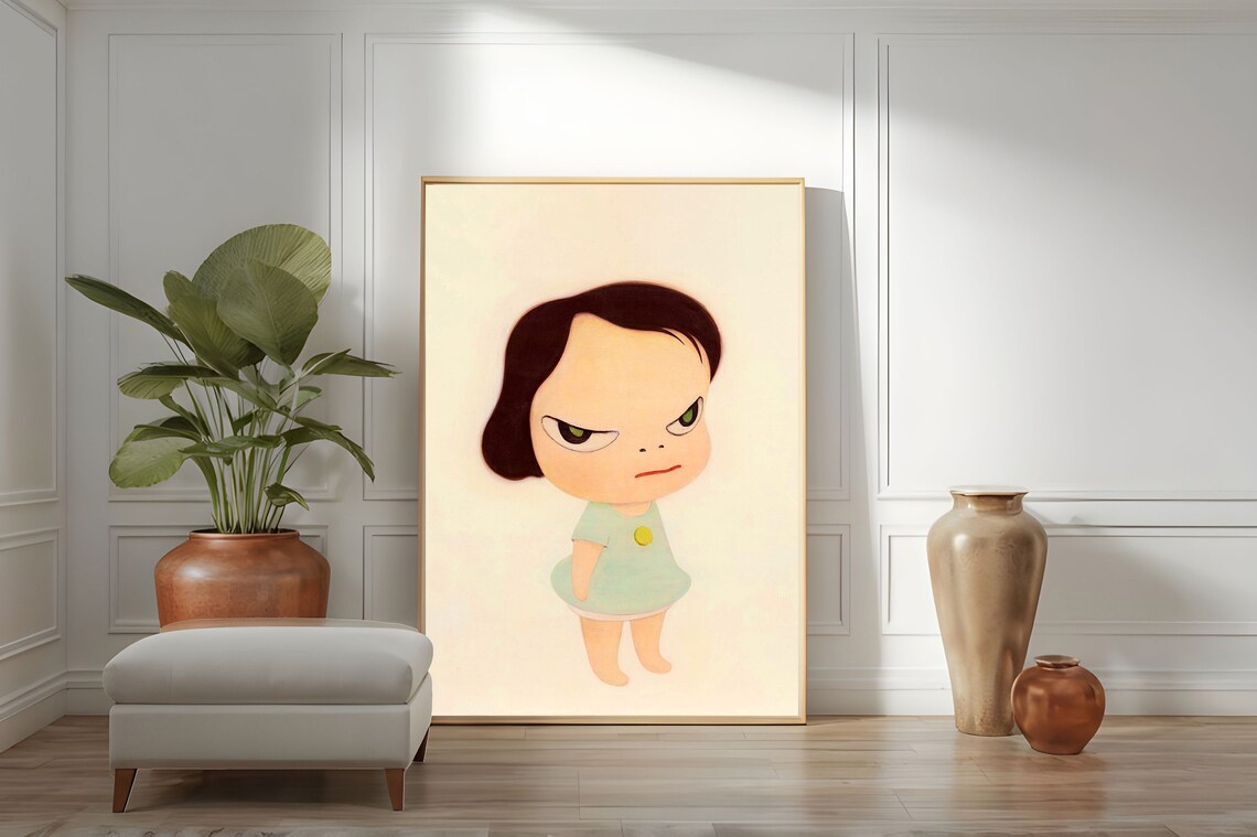Yoshitomo Nara Frog Girl 1998 Quirky Art Pastel Tones Emotional Art Japanese Art Childlike Whimsical Defiance Innocence Unique Japan - Image 3