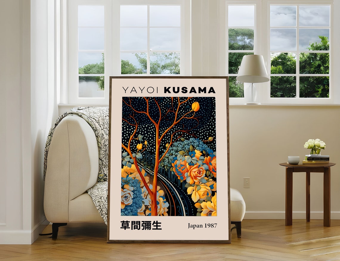 Yayoi Kusama Japan 1987 Floral Dreams Night Blossom Art Poster - Image 3
