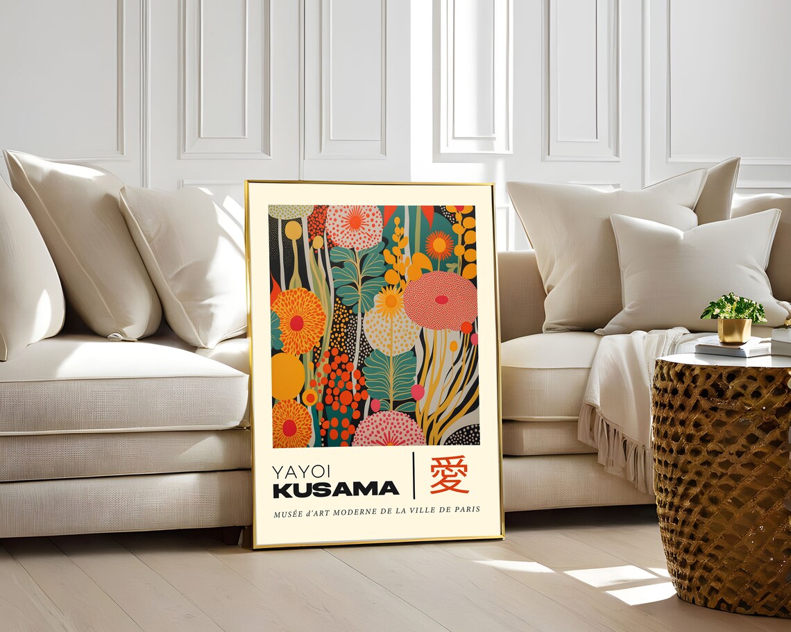 Yayoi Kusama Paris Floral Vibrance Polka Dot Accents Art Poster - Image 2