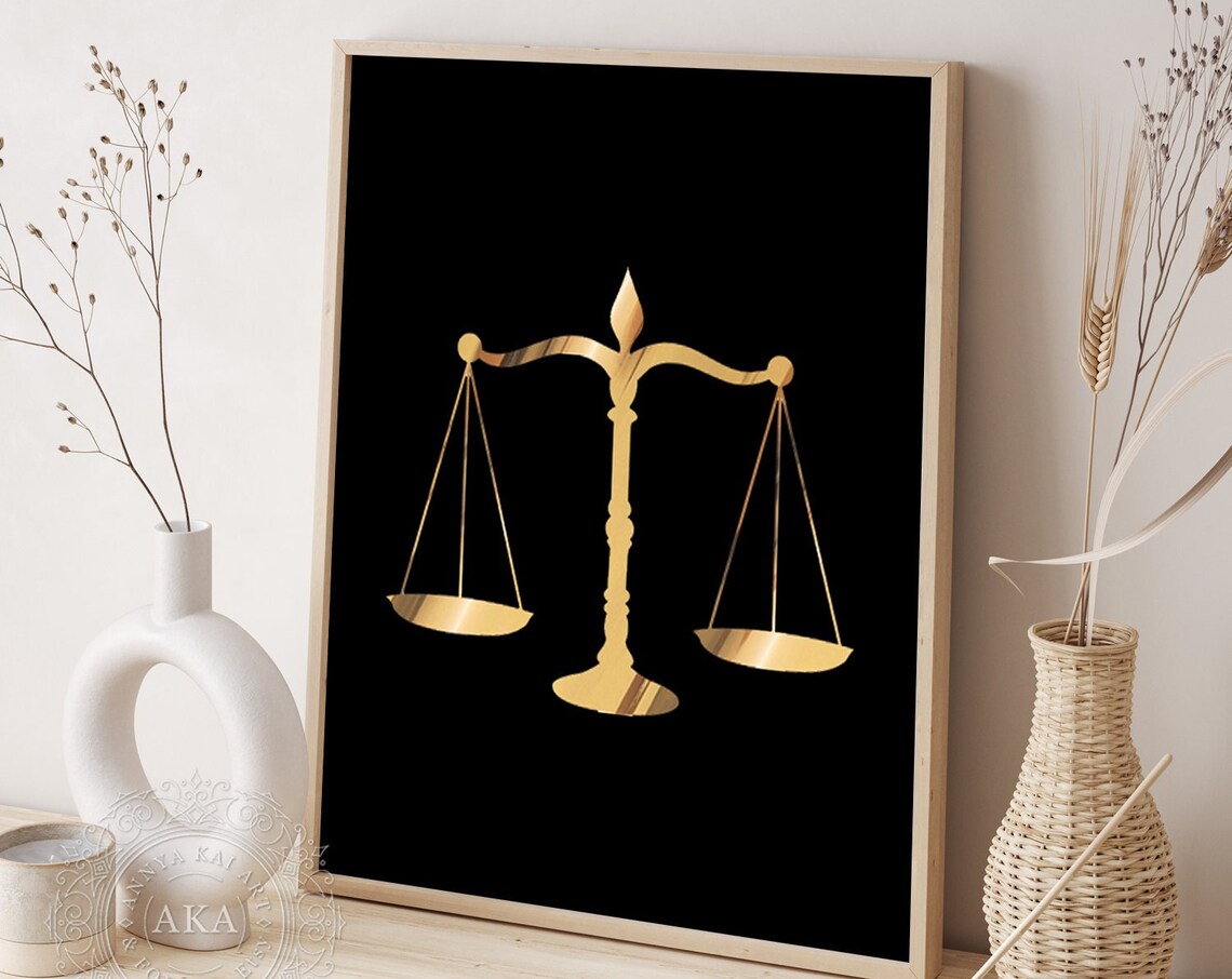 Scales of Justice Lawyer Art Print, Gold Foil - Image 3