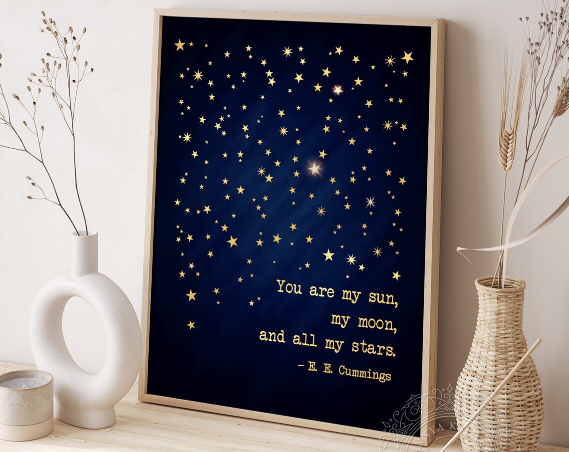 E. E. Cummings Gold Foil Literary Art Print for Book Lovers