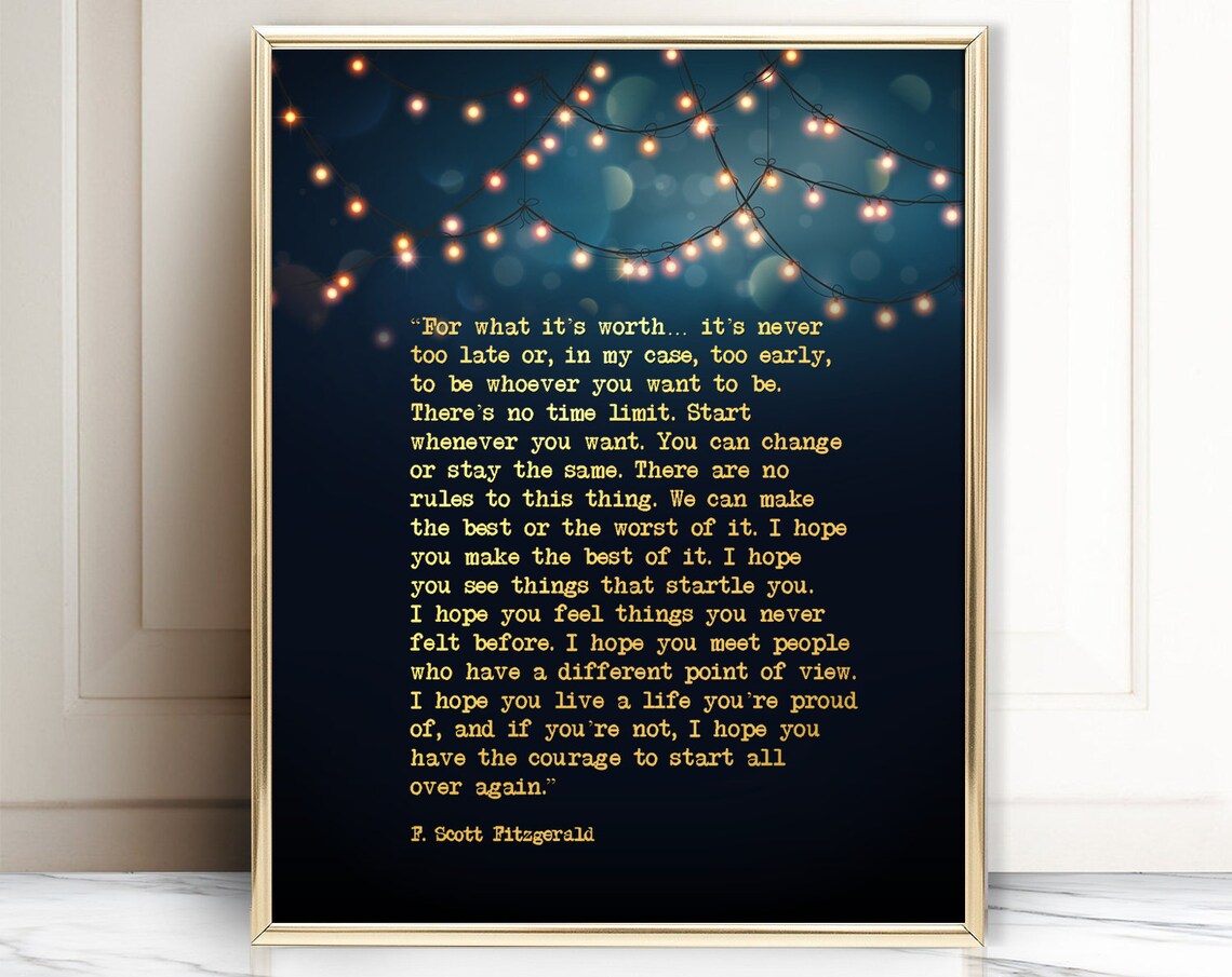 F. Scott Fitzgerald Quote Poster, Great Gatsby Foil