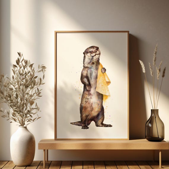 Bathroom Wall Art Funny Otter Poster Animal Prints For Decor Instant Home Print