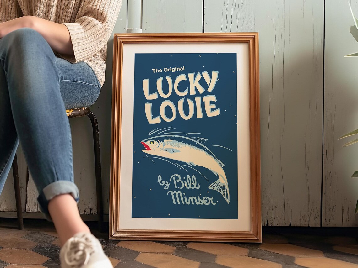 Retro Fishing Lure Art Print, Outdoorsy Decor - Image 3