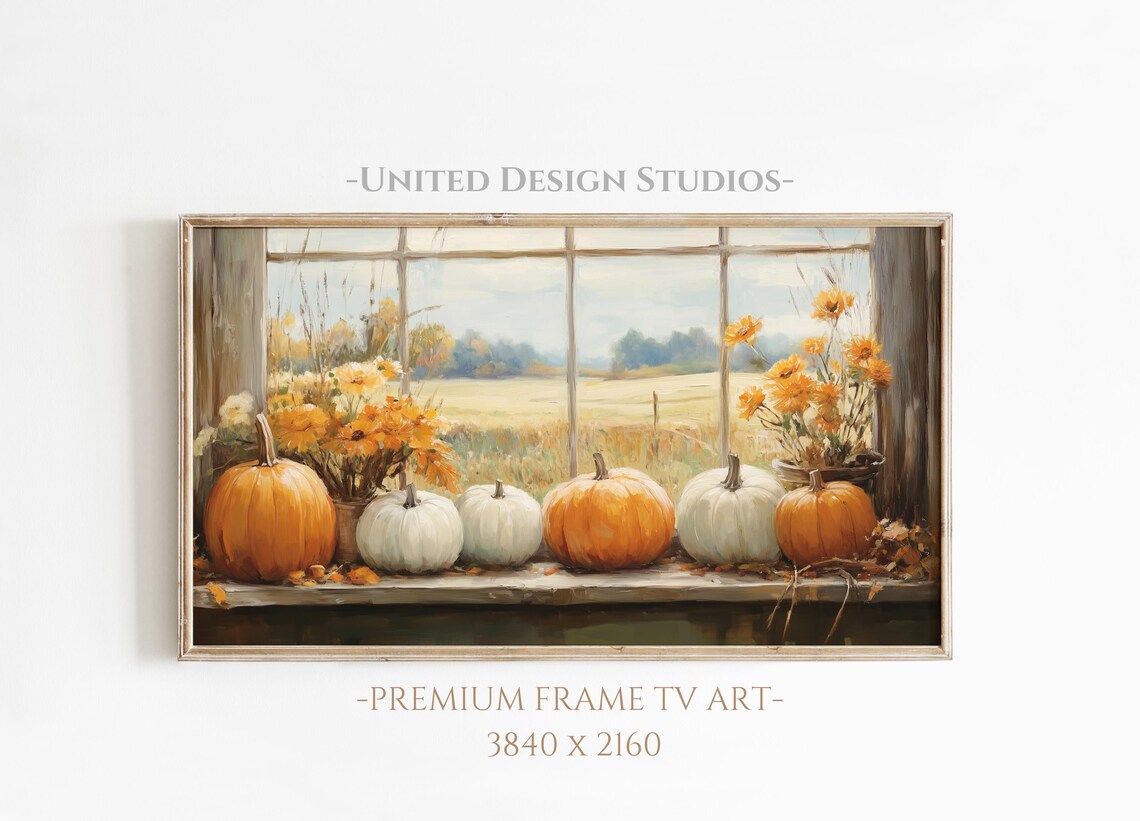 Fall Frame Tv Art Oil Painting Of Pumpkins Tv Art Fall Farmhouse Tv Art Neutral Pumpkin Frame Tv Art Fall Theme Tv Art