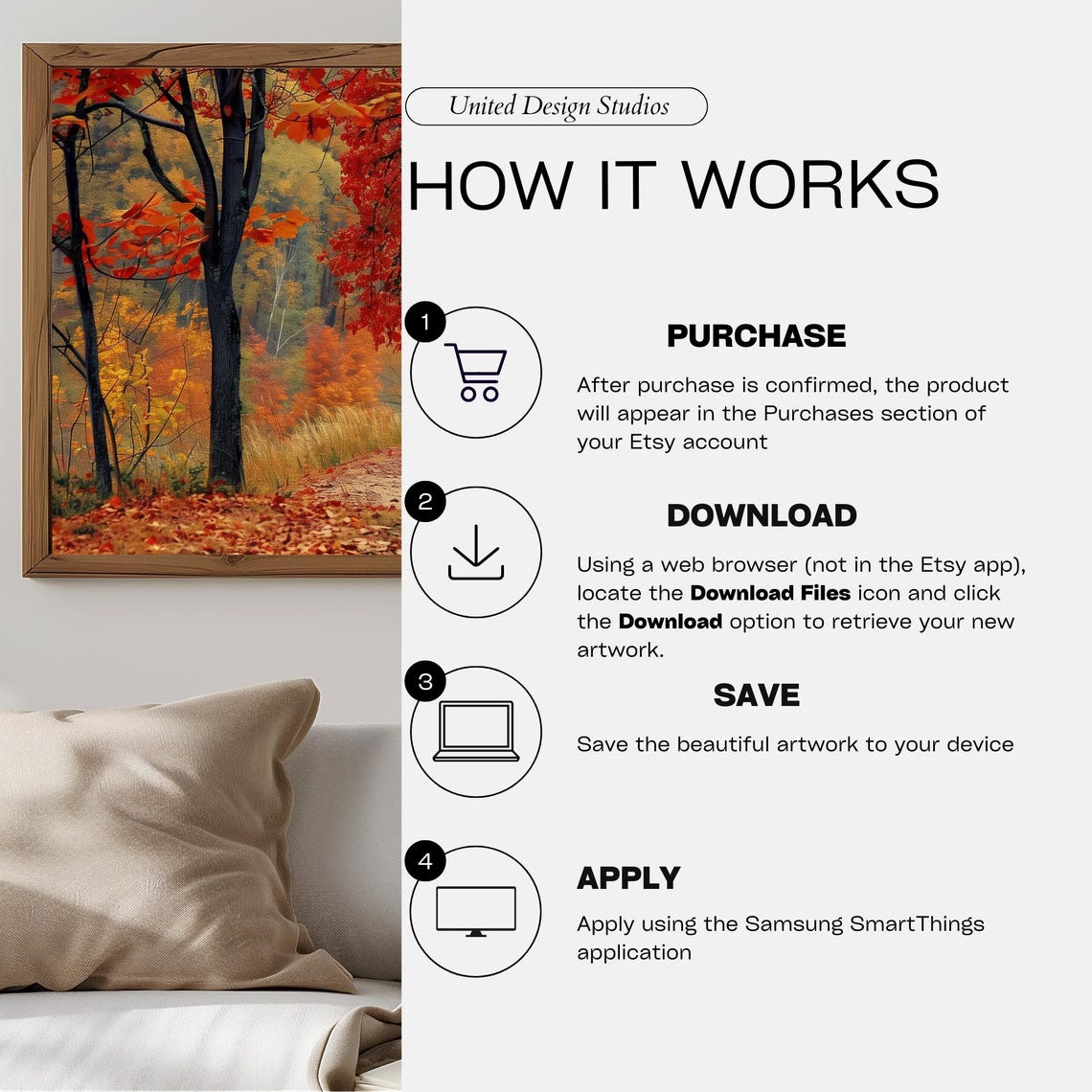 Autumn Forest Path Red Orange Foliage Fall Woods Landscape Poster - Image 3