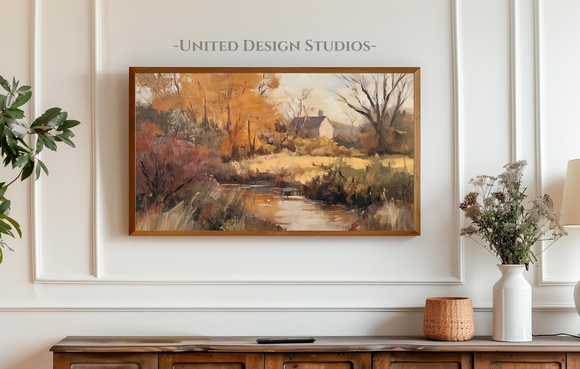 Autumn Landscape Textured Oil Painting, Cottagecore - Image 3