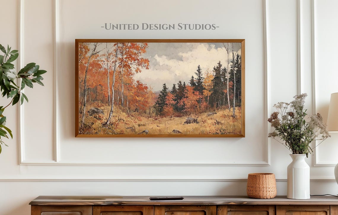 Autumn Birch Trees Orange Foliage Vintage Fall Forest Landscape Poster - Image 3