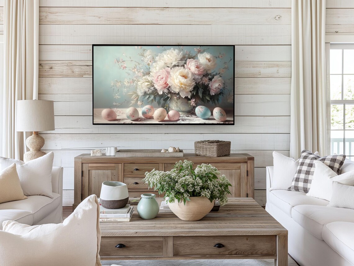 Farmhouse Easter Eggs Floral Frame TV Art Print - Image 2