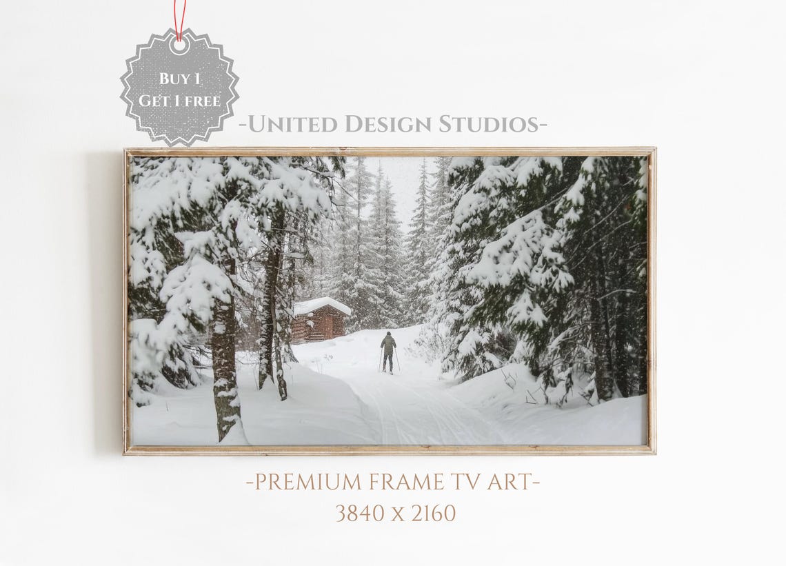 Cross Country Skier Snowy Pine Forest Winter Photography Wall Art