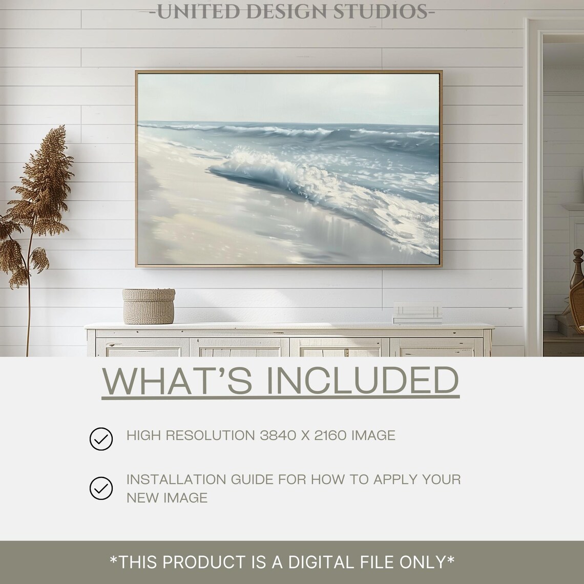 Coastal Ocean Beach Neutral Seascape Art Print - Image 2