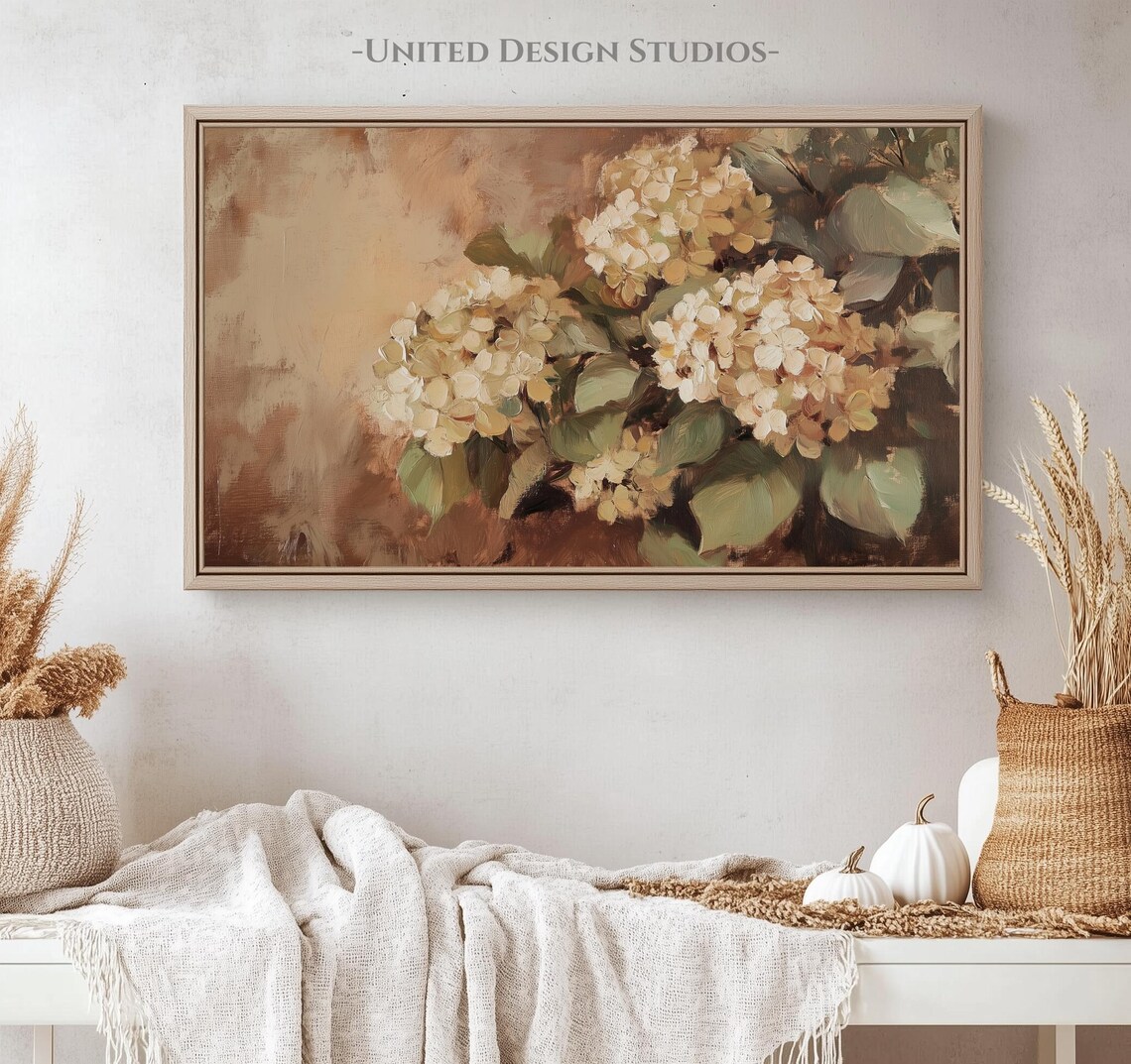 Fall Flowers Autumn Hydrangea, Farmhouse Art Print - Image 4