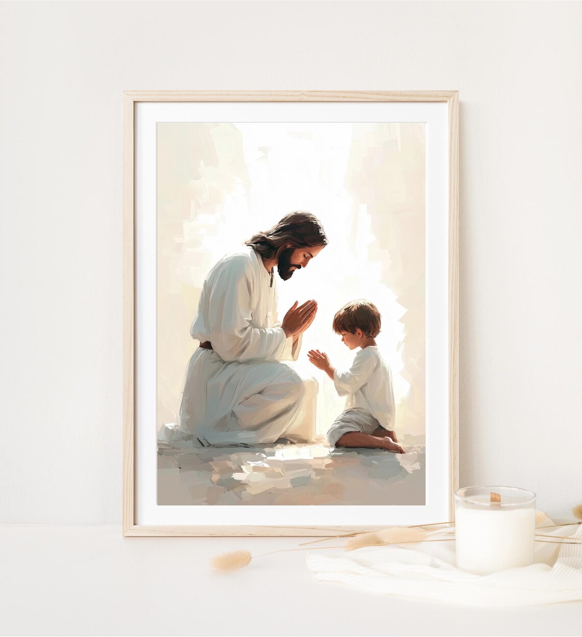 Jesus Praying With Boy, Modern Christian Art - Image 4