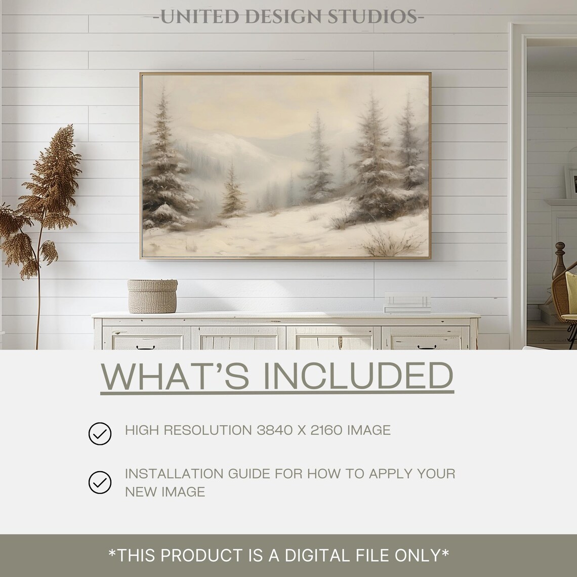 Snow Covered Pine Trees Misty Winter Mountain Landscape Poster - Image 2