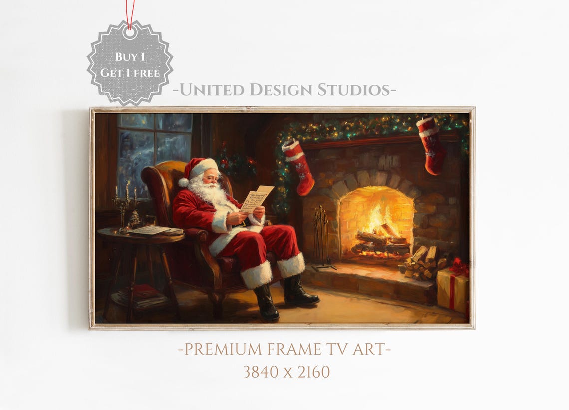 Frame Tv Art Christmas Santa Frame Tv Art Santa Claus Art For Tv Farmhouse Christmas Painting Christmas Holiday Decor