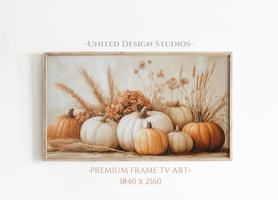 Pumpkins Oil Painting Art Print, Rustic Farmhouse