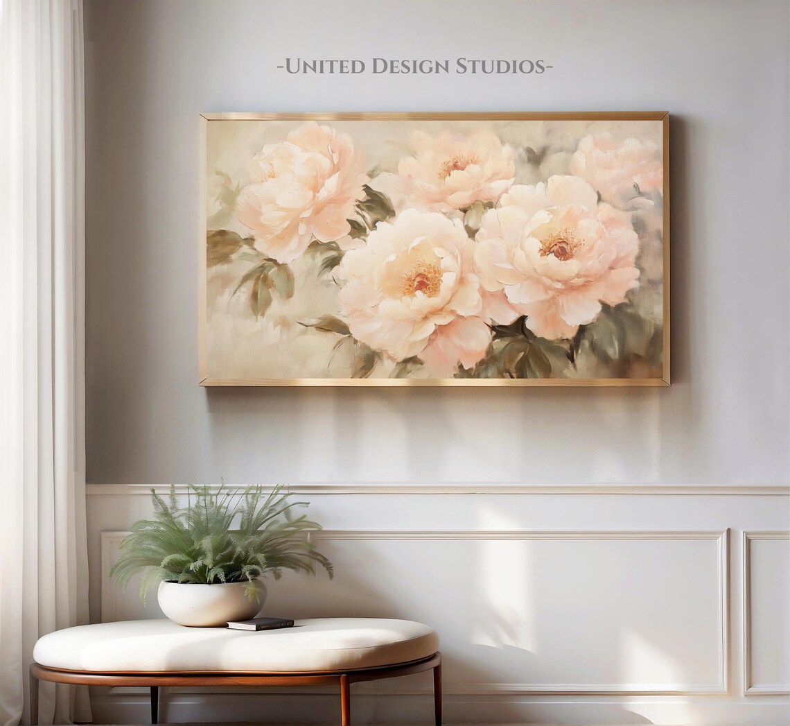 Peony Flower Spring Botanical Art Print, Victorian Decor - Image 2