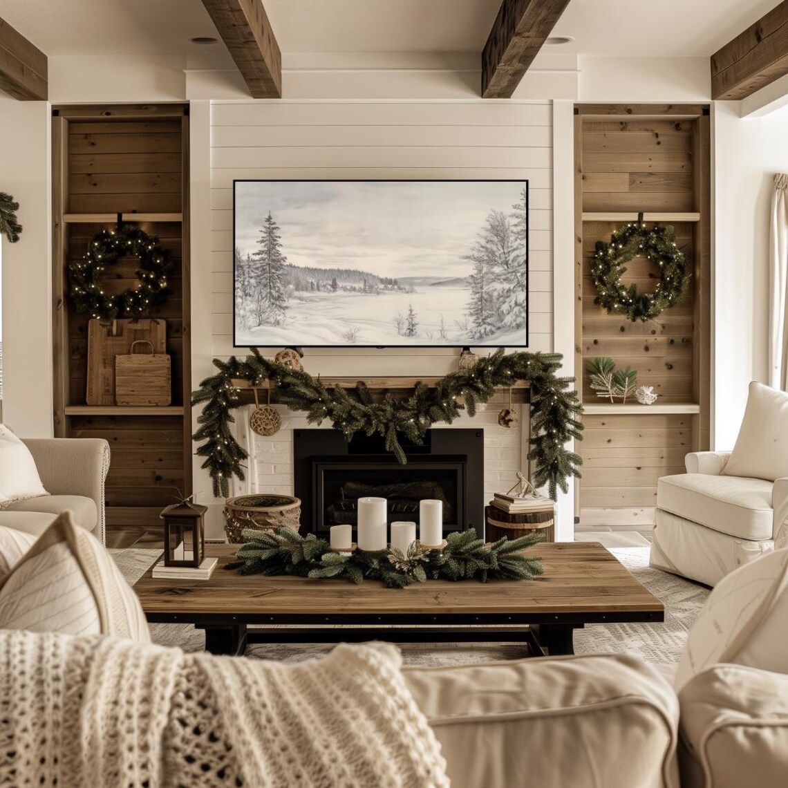 Winter Snow Landscape Art Print, Holiday Decor - Image 4
