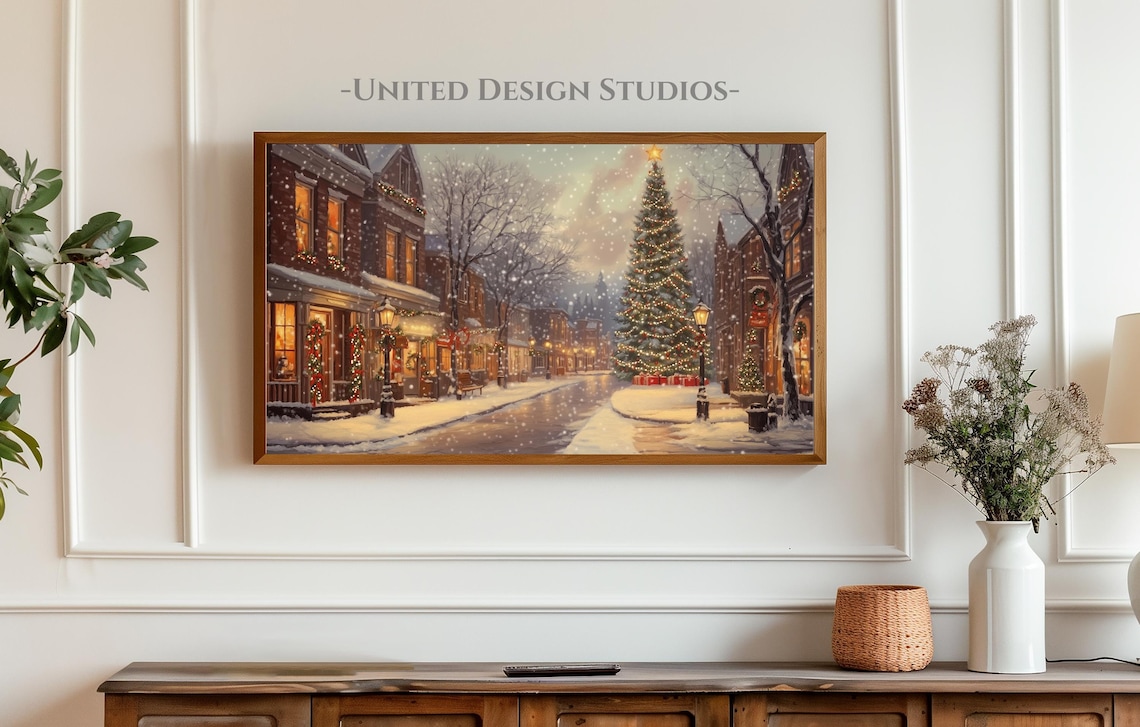 Christmas Village Winter Art Print, Holiday Decor - Image 3