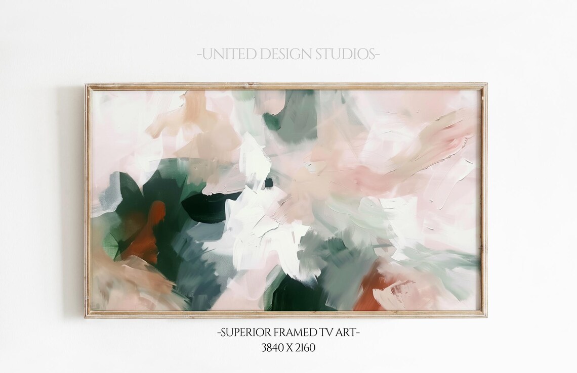 Sage Green Blush Pink Abstract Brushstrokes Modern Art Print