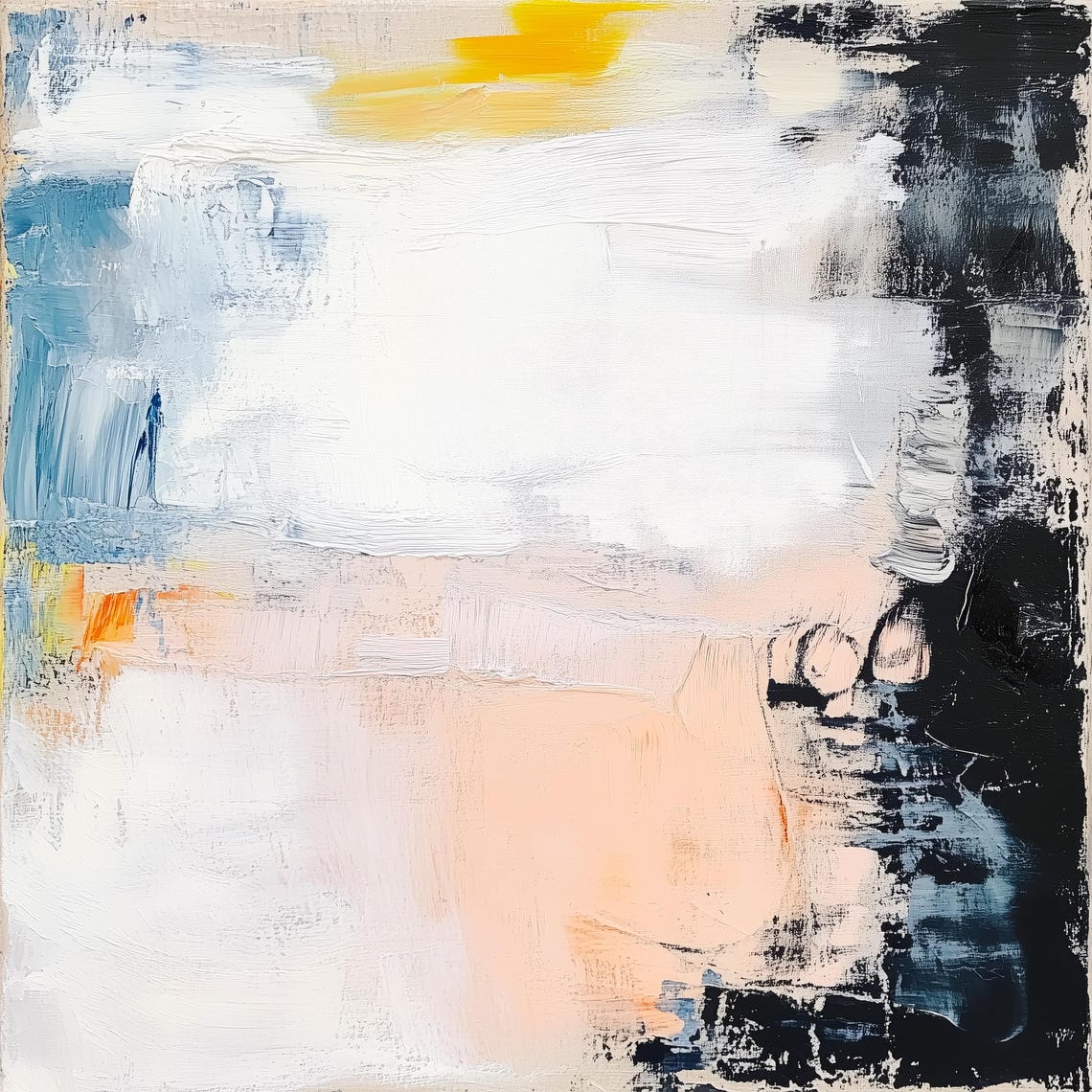 Neutral Cream Abstract with Blue Black and Gold Accent Art Poster - Image 3