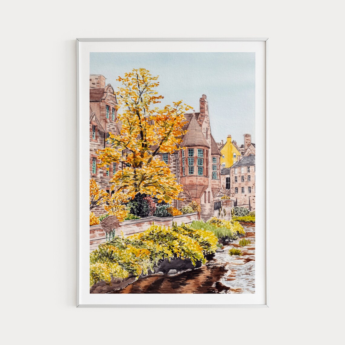 Dean Village, Edinburgh Scotland Landscape Travel Poster