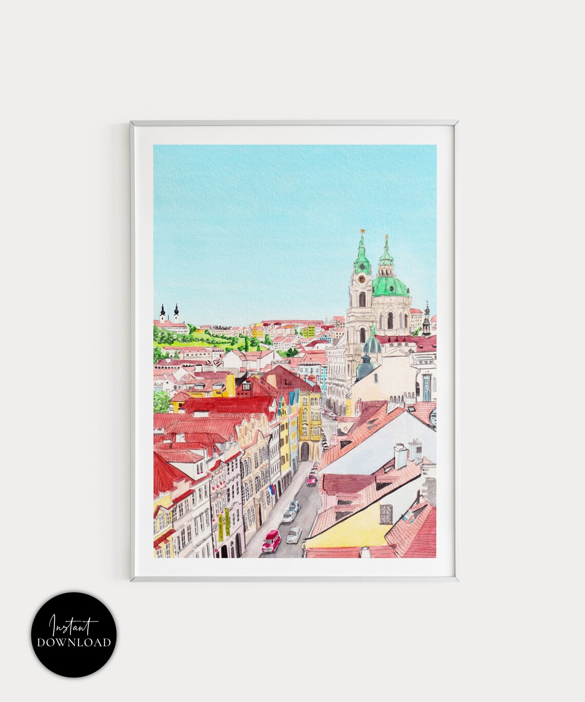 Prague Cityscape Art Print, Europe Travel Poster