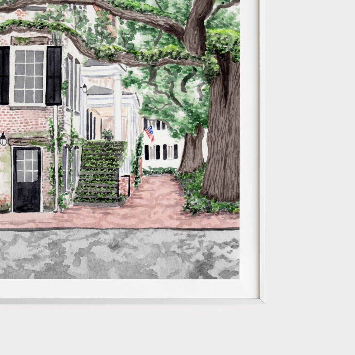 Savannah Georgia Watercolor Cityscape Art Print - Image 2