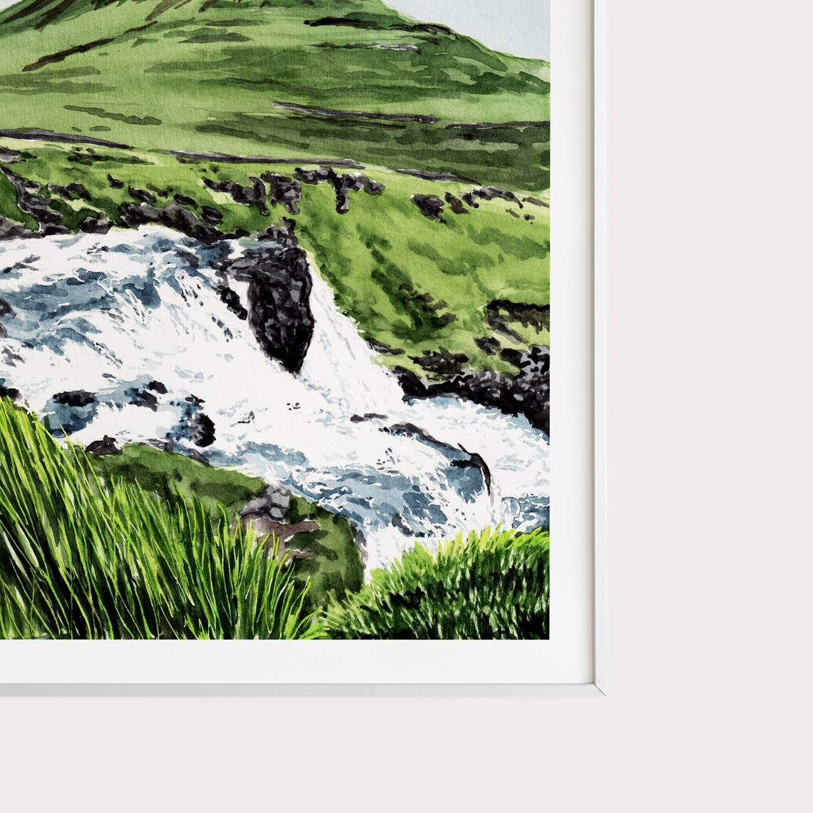 Kirkjufell Mountain and Waterfall Iceland Green Landscape Poster - Image 3