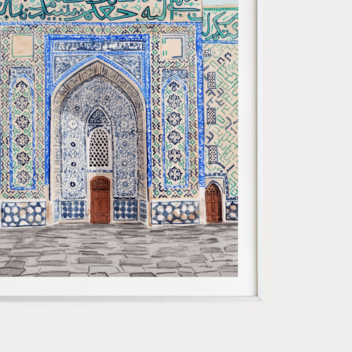 Turkestan Kazakhstan Turquoise Dome Mausoleum Tiled Art Poster - Image 2
